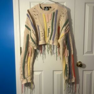 The Ragged Priest Pastel Cropped Sweater With Distressed Detailing Size Medium